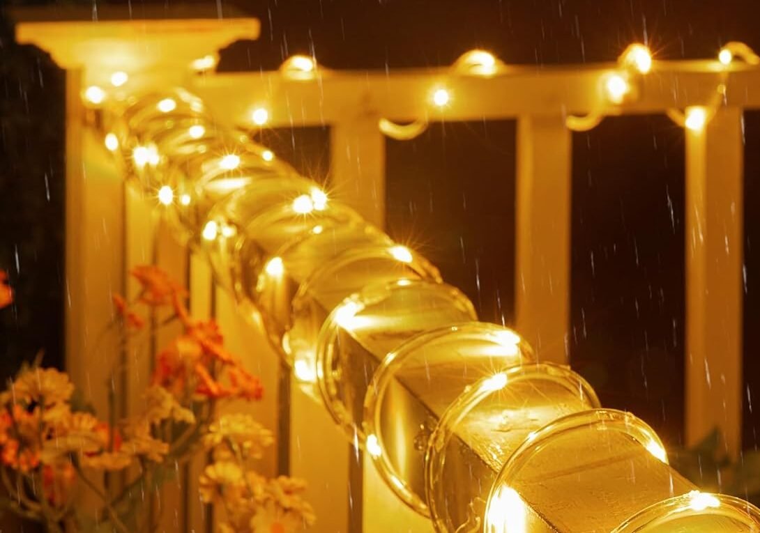 Solar-powered tubing copper wire string lights