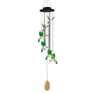 DIY Wooden Label Solar Hummingbird Pillar Wind Chime Light