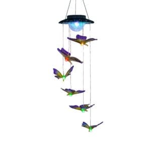Solar-powered Colorful Butterfly Wind Chime Light.